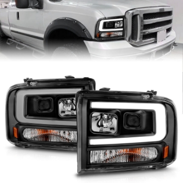 Picture of ANZO 99-04 Ford F250-F350-F450-Excursion excl 99 Projector Headlights - w- Light Bar Black Housing