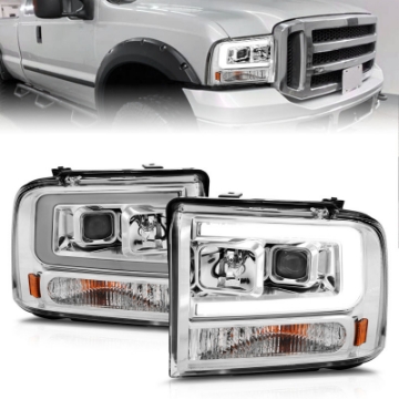 Picture of ANZO 99-04 Ford F250-F350-F450-Excursion excl 99 Projector Headlights - w-Light Bar Chrome Housing