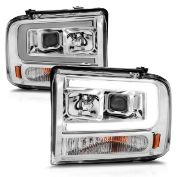 Picture of ANZO 99-04 Ford F250-F350-F450-Excursion excl 99 Projector Headlights - w-Light Bar Chrome Housing