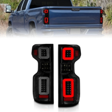 Picture of ANZO 19-21 Chevy Silverado Full LED Taillights Black Housing Smoke Lens G2 w-C light Bars