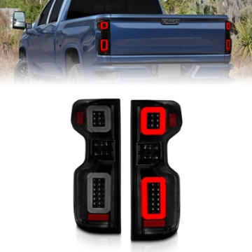 Picture of ANZO 19-21 Chevy Silverado Work Truck Full LED Taillights Blk Housing Smoke Lens G2 w-C light Bars