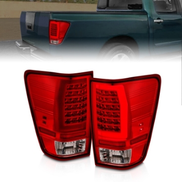 Picture of ANZO 04-15 Nissan Titan Full LED Taillights Chrome Housing Red-Clear Lens