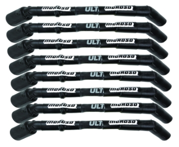 Picture of Moroso GM LS Ultra 40 Custom Fit Sleeved Ignition Wire Set 8in 135 Deg Boots - Black