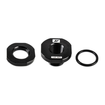 Picture of Mishimoto 1-8in NPT CNC-Machined Nozzle Mount Adapter - Black