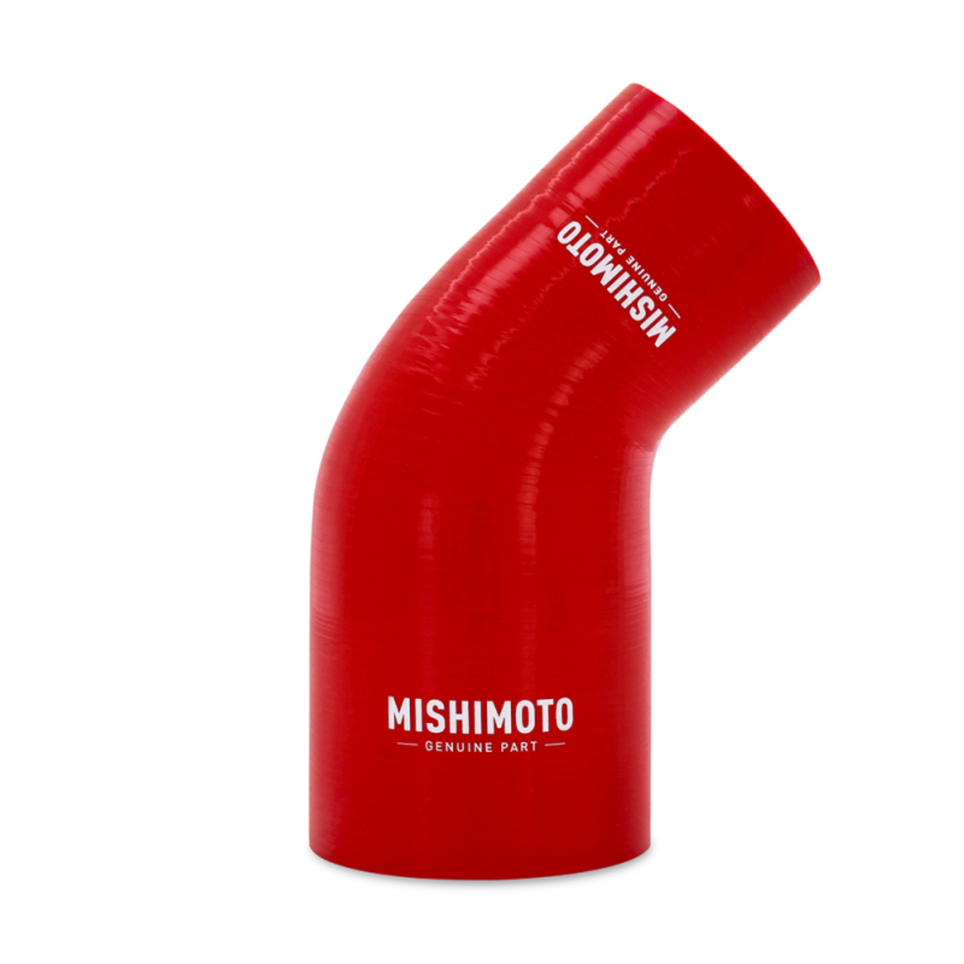 Picture of Mishimoto Silicone Reducer Coupler 45 Degree 3in to 3-5in - Red