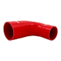 Picture of Mishimoto Silicone Reducer Coupler 90 Degree 3in to 3-5in - Red