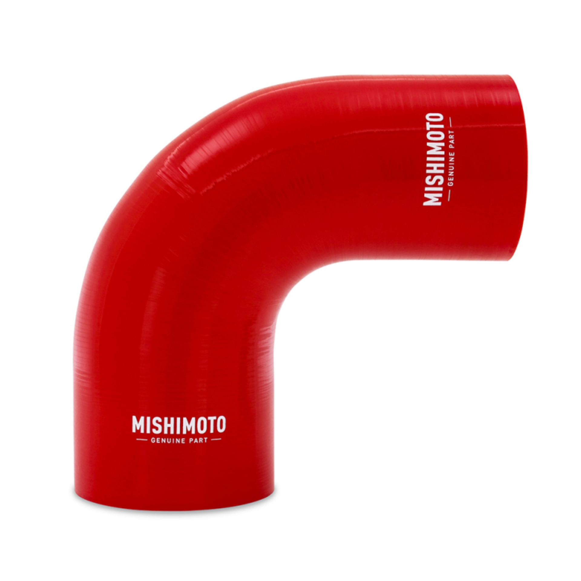 Picture of Mishimoto Silicone Reducer Coupler 90 Degree 3-5in to 4in - Red