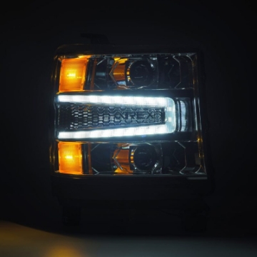 Picture of AlphaRex 16-18 Chevy 1500HD LUXX LED Proj Headlights Chrome w-Seq Actv Lgt - Seq Sig Req PN 810023