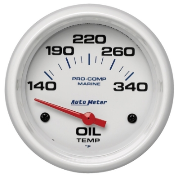 Picture of Autometer Marine White Air-Core Electric Oil Temperature Gauge 2-5-8in 140-300 Deg F