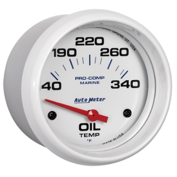 Picture of Autometer Marine White Air-Core Electric Oil Temperature Gauge 2-5-8in 140-300 Deg F