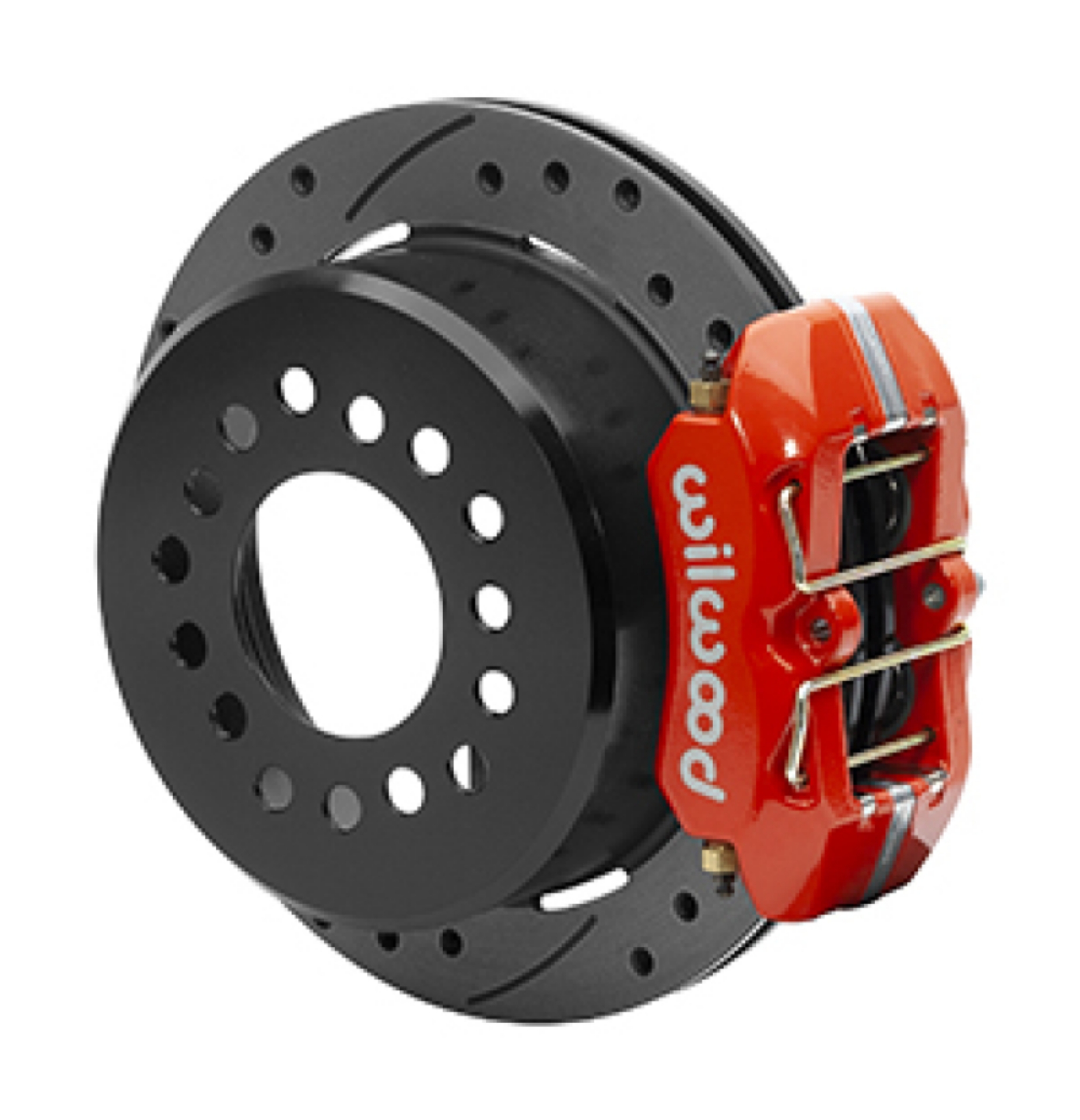 Picture of Wilwood Small Ford 11 in- Forged Dynapro Low-Profile Rear Parking Brake Kit Red, Drilled & Slotted