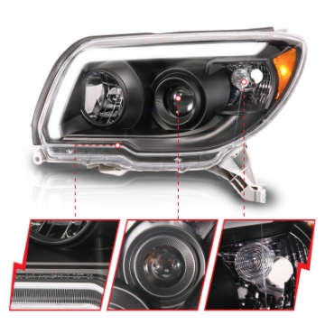 Picture of ANZO 06-09 Toyota 4 Runner Projector Headlights Plank Style - Black