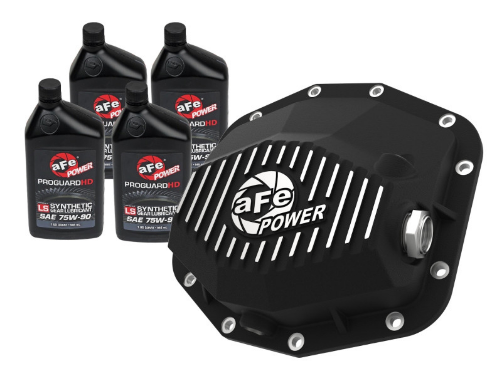 Picture of aFe POWER 21-22 Ram1500 TRX Hemi V8 6-2L PRO Series Rear Diff Cover Black w-Machined Fins & Gear Oil