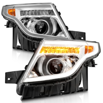 Picture of ANZO 11-15 Ford Explorer Projector Headlights w- Light Bar Chrome Housing w- Amber light