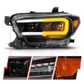Picture of ANZO 16-22 Toyota Tacoma LED Projector Headlights w- Light Bar Sequential Black Housing w-Initiation