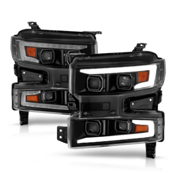 Picture of ANZO 19-22 Chevrolet Silverado 1500 LED Proj HL w-Lgt Bar SwBk Seq- Blk w-In- Light - Passenger Side
