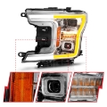 Picture of ANZO 18-20 Ford F-150 w-o Fctry LED Full LED Proj Headlights w-Light Bar Swtchbk Seq- Chrome w-Int