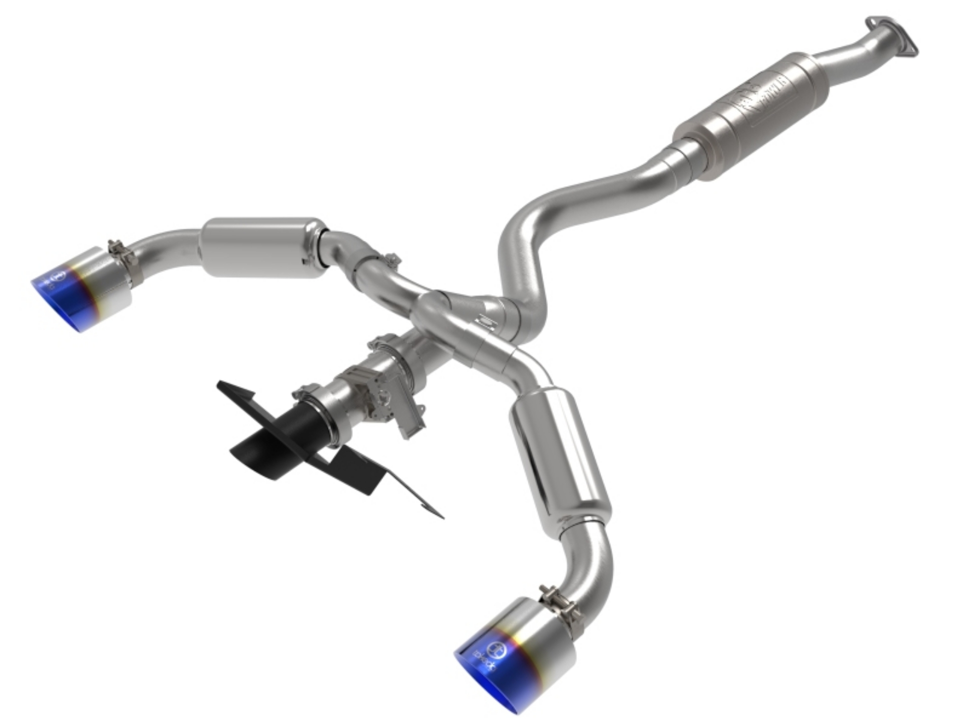 Picture of aFe 23-24 Toyota GR Corolla L3 1-6L t Gemini XV 3in to 2-1-2in Cat Back Exhaust w- Blue Flame Tips