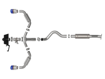 Picture of aFe 23-24 Toyota GR Corolla L3 1-6L t Gemini XV 3in to 2-1-2in Cat Back Exhaust w- Blue Flame Tips