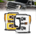 Picture of ANZO 17-19 Ford F-250-350-450 SD w-o Factory LED HL LED Proj Headlights w-Light Bar Switchback Chr