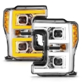 Picture of ANZO 17-19 Ford F-250-350-450 SD w-o Factory LED HL LED Proj Headlights w-Light Bar Switchback Chr