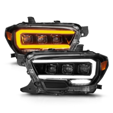 Picture of ANZO 16-22 Toyota Tacoma SR-SR5 ONLY Full LED Proj Headlights w-Light Bar Seq- Blk w-Initiation Lgt