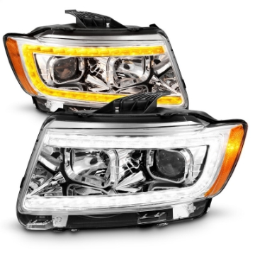 Picture of ANZO 11-13 Jeep Grand Cherokee Factory Halogen Only Projector Headlights w-Light Bar Swchbk Chrome