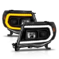 Picture of ANZO 05-11 Toyota Tacoma Projector Headlights w-Light Bar Switchback Black Housing