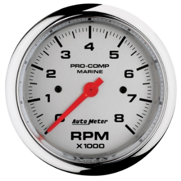 Picture of Autometer Marine Chrome Ultra-Lite 3-3-8in 8k RPM Tachometer Gauge