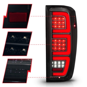 Picture of ANZO 19-23 GMC Sierra 1500-2500HD-3500HD Smoke Black Replacement Full LED Bar Tail Light