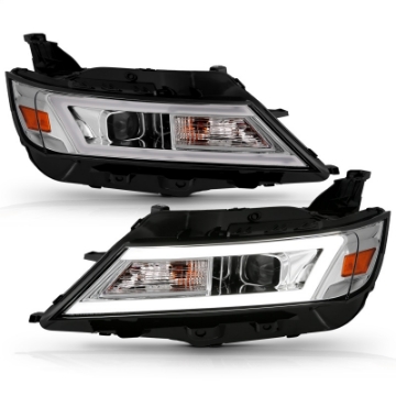 Picture of Anzo 14-20 Chevrolet Impala Square Projector LED Bar Headlights w- Chrome Housing