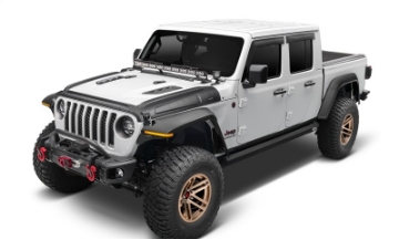 Picture of Bushwacker 18-22 Jeep Wrangler 2-4dr - 20-22 Jeep Gladiator Trail Armor Hood Armor 3pc - Tex- Blk