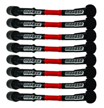 Picture of Moroso 9-75in Long Coil On Plug Sleeved Ultra Spark Plug Wire Set - Red