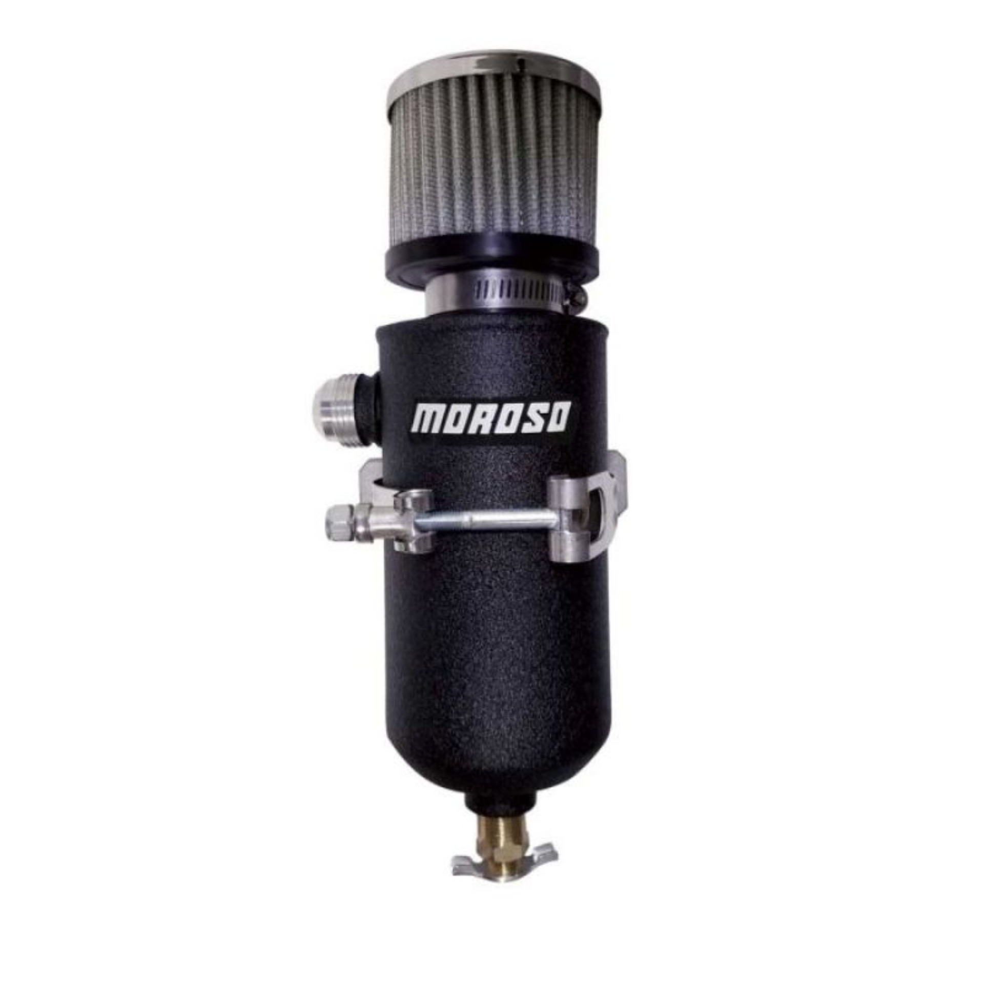 Picture of Moroso 12AN Male Catch Can Breather Tank - Black Powder Coat