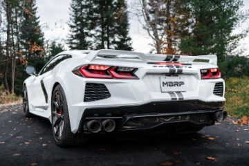 Picture of MBRP 20-23 Chevrolet Corvette C8 3in Cat Back Quad Split Rear Exit w- Carbon Fiber Tips - T304