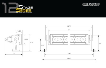 Picture of Diode Dynamics 12 In LED Light Bar Single Row Straight - Amber Driving Pair Stage Series