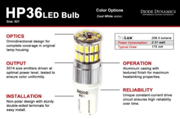 Picture of Diode Dynamics 921 LED Bulb HP36 LED - Cool - White Pair