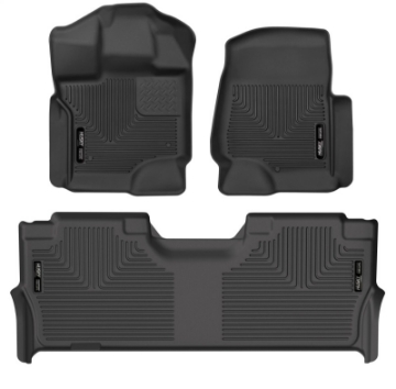 Picture of Husky Liners 21-23 Ford F-150 CC SC X-Act Contour Front & Second Row Seat Floor Liners - Black