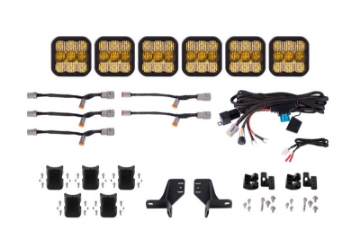 Picture of Diode Dynamics Bronco SS5 6-Pod CrossLink Grille Lightbar Kit Pro - Yellow Combo