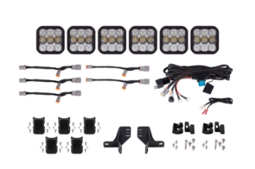 Picture of Diode Dynamics Bronco SS5 6-Pod CrossLink Grille Lightbar Kit Pro - White Combo