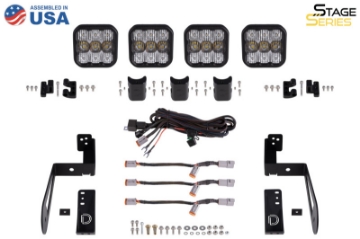 Picture of Diode Dynamics Jeep JK SS5 4-Pod CrossLink Grille Lightbar Kit Sport - Yellow Combo