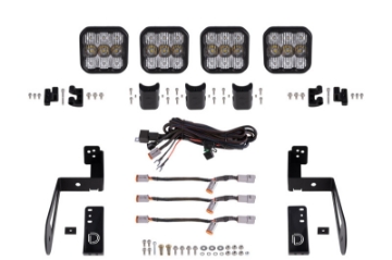 Picture of Diode Dynamics Jeep JK SS5 4-Pod CrossLink Grille Lightbar Kit Sport - White Combo