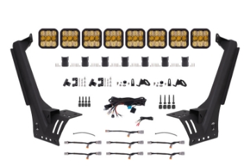 Picture of Diode Dynamics Jeep JL SS5 Pro CrossLink Windshield - Yellow Combo Lightbar Kit