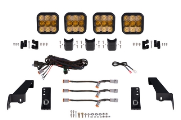Picture of Diode Dynamics Jeep JL SS5 4-Pod CrossLink Grille Lightbar Kit Sport - Yellow Combo