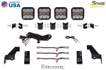 Picture of Diode Dynamics Jeep JL SS5 4-Pod CrossLink Grille Lightbar Kit Pro - Yellow Combo