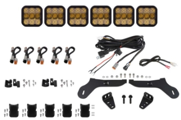 Picture of Diode Dynamics 17-20 Ford Raptor SS5 Grille CrossLink Lightbar Kit - Sport Yellow Combo