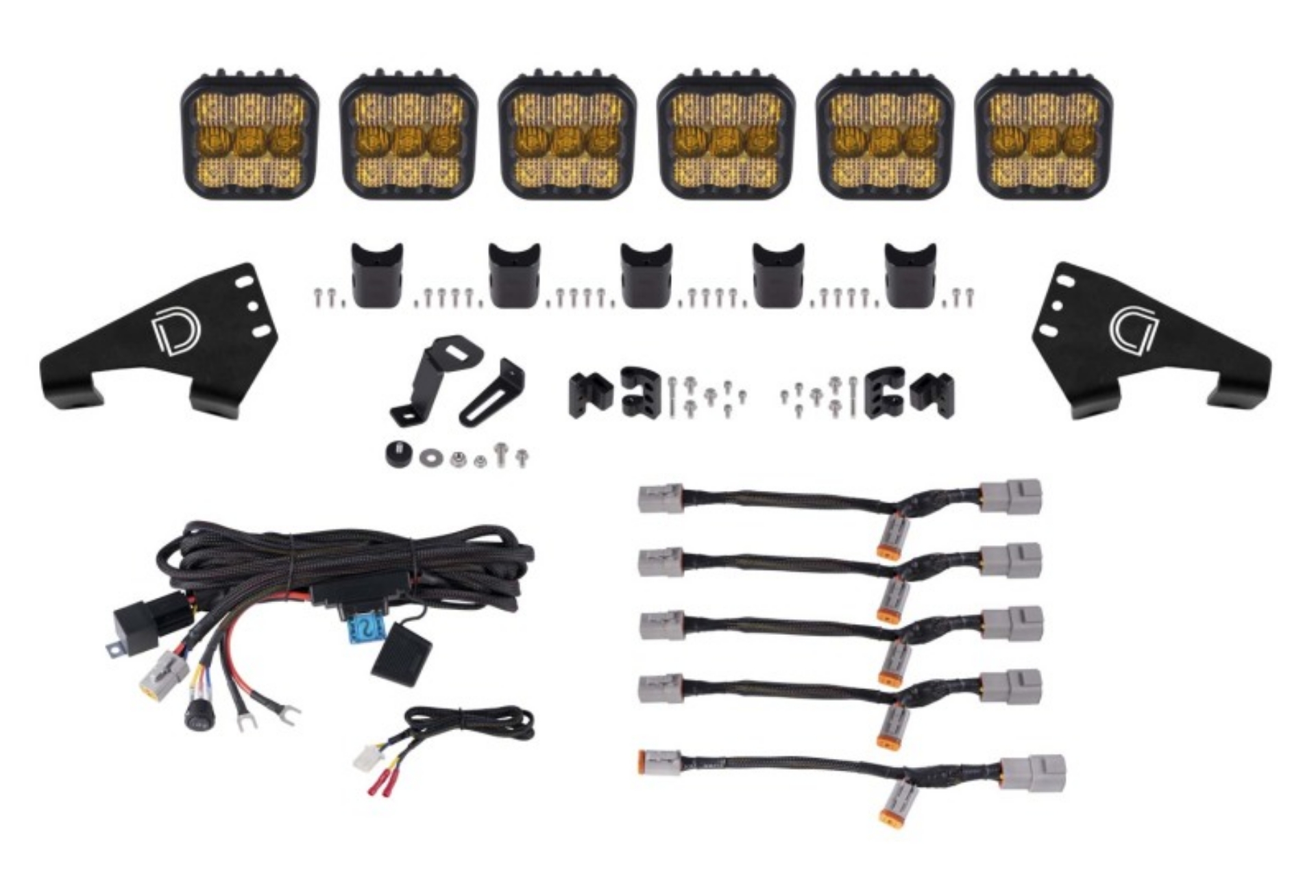 Picture of Diode Dynamics 20-Present Polaris RZR SS5 Pro CrossLink Roof - Yellow Combo Lightbar Kit