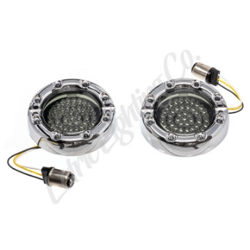 Picture of Letric Lighting 99-03 Premium Halo Chrome Switchbacks Running Light w- Amber Turn Signals 1157