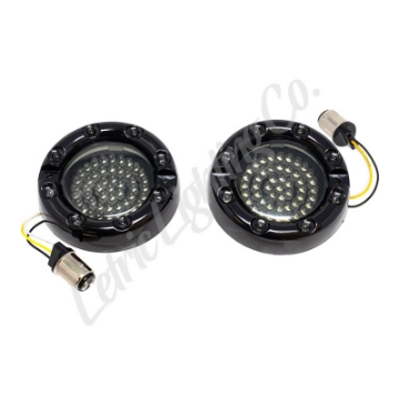 Picture of Letric Lighting 99-03 Premium Halo Black Switchbacks Running Light w- Amber Turn Signals 1157