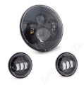 Picture of Letric Lighting 7? LED Black Premium Headlight with 2 4-5? Black Passing Lamps